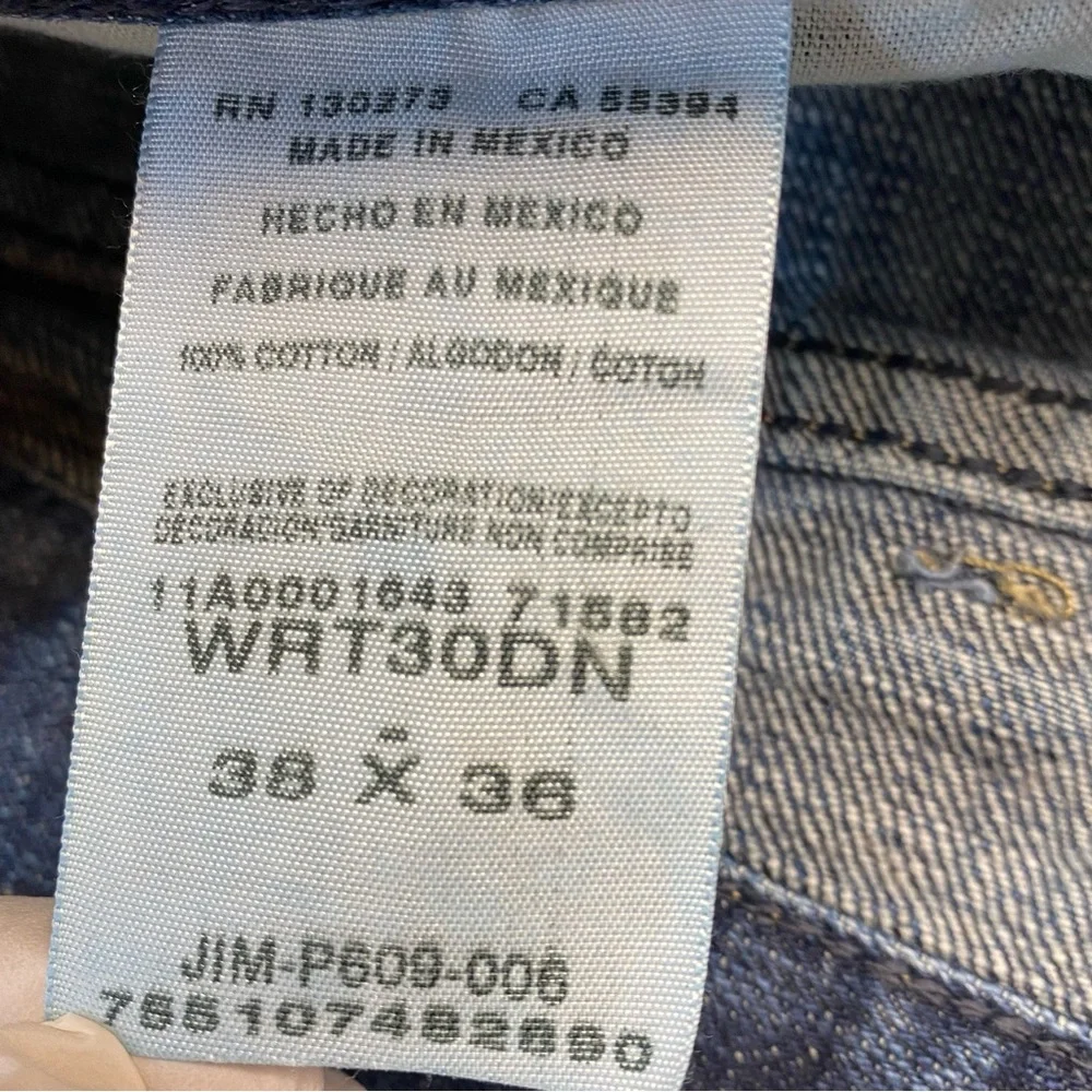 Wrangler Men's Straight Leg Blue‎ Jeans Size 38x36”
